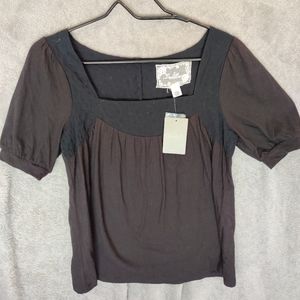NWT Deletta Anthropologie Black Blouse